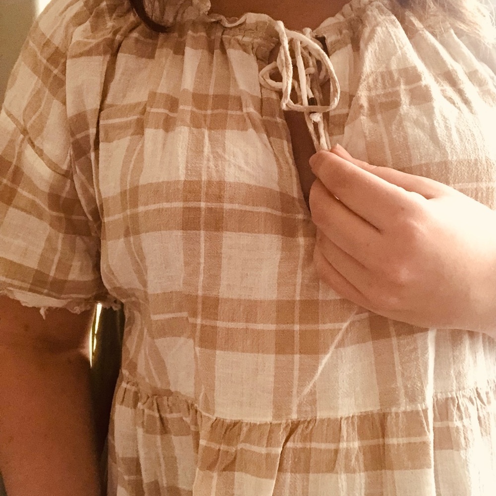 Plaid Peasant Top